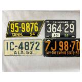 Four U.S. License Plates from 1953-1954 (Tennessee