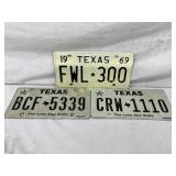 Three 1969 Texas ï¿½The Lone Star Stateï¿½ License Pla