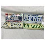 Four North Carolina Handicapped License Plates, Va