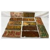 12 North Carolina License Plates, Including 1948 P