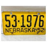 Nebraska 1952 License Plate, Number 53-1976