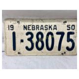 Nebraska 1950 License Plate with Embossed Design