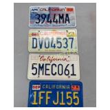 Four California License Plates from 1986, 1994, an