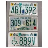 Three New Hampshire License Plates with Various De