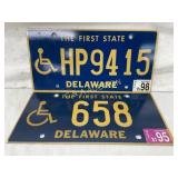 Two Delaware Handicap License Plates, 1995 and 199