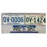 Three Colorado Disabled Veteran License Plates