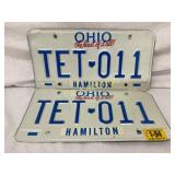 1994 Ohio License Plates ï¿½TET-011ï¿½ with Hamilton C