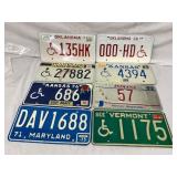 8 U.S. Handicap and DAV License Plates from 1971 t