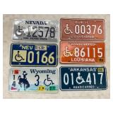 6 Handicapped License Plates from Nevada, Louisian