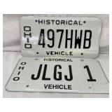 Two Ohio Historical Vehicle License Plates