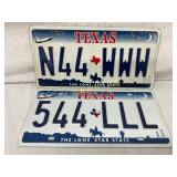 Two Texas ï¿½The Lone Star Stateï¿½ License Plates