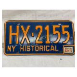 1972 New York Historical License Plate HX-2155