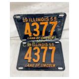 Two 1955 Illinois License Plates, ï¿½Land of Lincoln