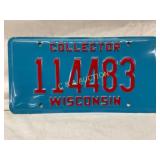 Wisconsin Collector License Plate with Red Embosse