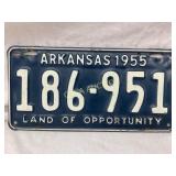 1955 Arkansas License Plate with ï¿½Land of Opportun