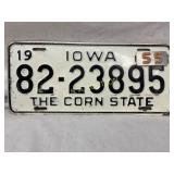 Iowa 1953-55 ï¿½The Corn Stateï¿½ License Plate with 1