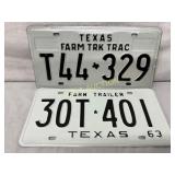 Two 1963 Texas Farm Tags: ï¿½Farm Trk Tracï¿½ and ï¿½Far