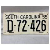 1955 South Carolina License Plate D-72-426