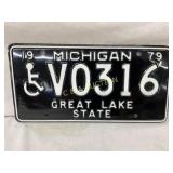 1979 Michigan Handicap License Plate, Great Lake S