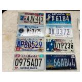 Eight U.S. License Plates Featuring State and Spec