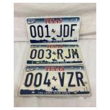 Three Texas License Plates Featuring ï¿½The Lone Sta