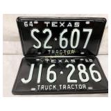 Two Texas License Plates: 1964 Tractor and 1968 Tr