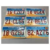 6 Nebraska License Plates with Scenic Design