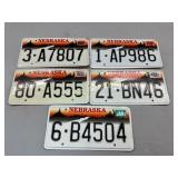 5 Nebraska License Plates with Graphic Design