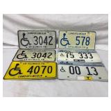 6 Illinois Disability License Plates, 1975-1994