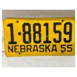 Nebraska 1955 License Plate, 1-88159