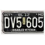 1980-81 Missouri Disabled Veteran License Plate wi