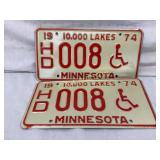 1974 Minnesota Handicap License Plates HD 008