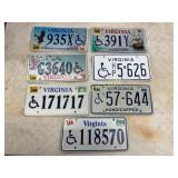 Seven Virginia License Plates Featuring Handicappe