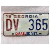 1976 Georgia DV Disabled Veteran License Plate