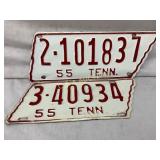 Two 1955 Tennessee License Plates