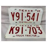 Two Texas Trailer and Truck Tractor License Plates