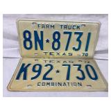 Two Texas License Plates: 1970 ï¿½Farm Truckï¿½ and 19