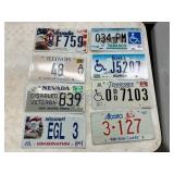 Eight License Plates: Nevada, Illinois, Iowa, Albe