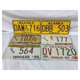 6 Disabled Veteran License Plates (Alaska, Indiana