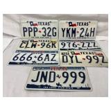 7 Texas License Plates with Lone Star State Design