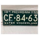 1955 Michigan License Plate with ï¿½Water Wonderland