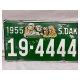1955 South Dakota License Plate with Mount Rushmor