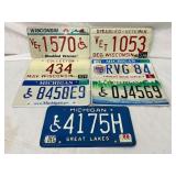 7 Wisconsin and Michigan License Plates, Including