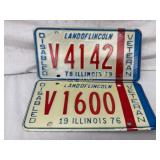 Two Illinois Disabled Veteran License Plates, 1976