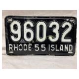 Rhode Island 1955 License Plate with White Embosse