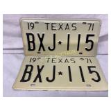 Texas 1971 License Plates, BXJ-115