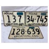 Three 1955 Maine License Plates with ï¿½Vacationland