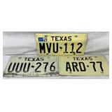 Three Texas License Plates: 1975-76 and 1975