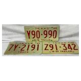Three 1969 Texas Truck and Trailer License Plates