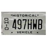 Ohio Historical Vehicle License Plate ï¿½497HWBï¿½